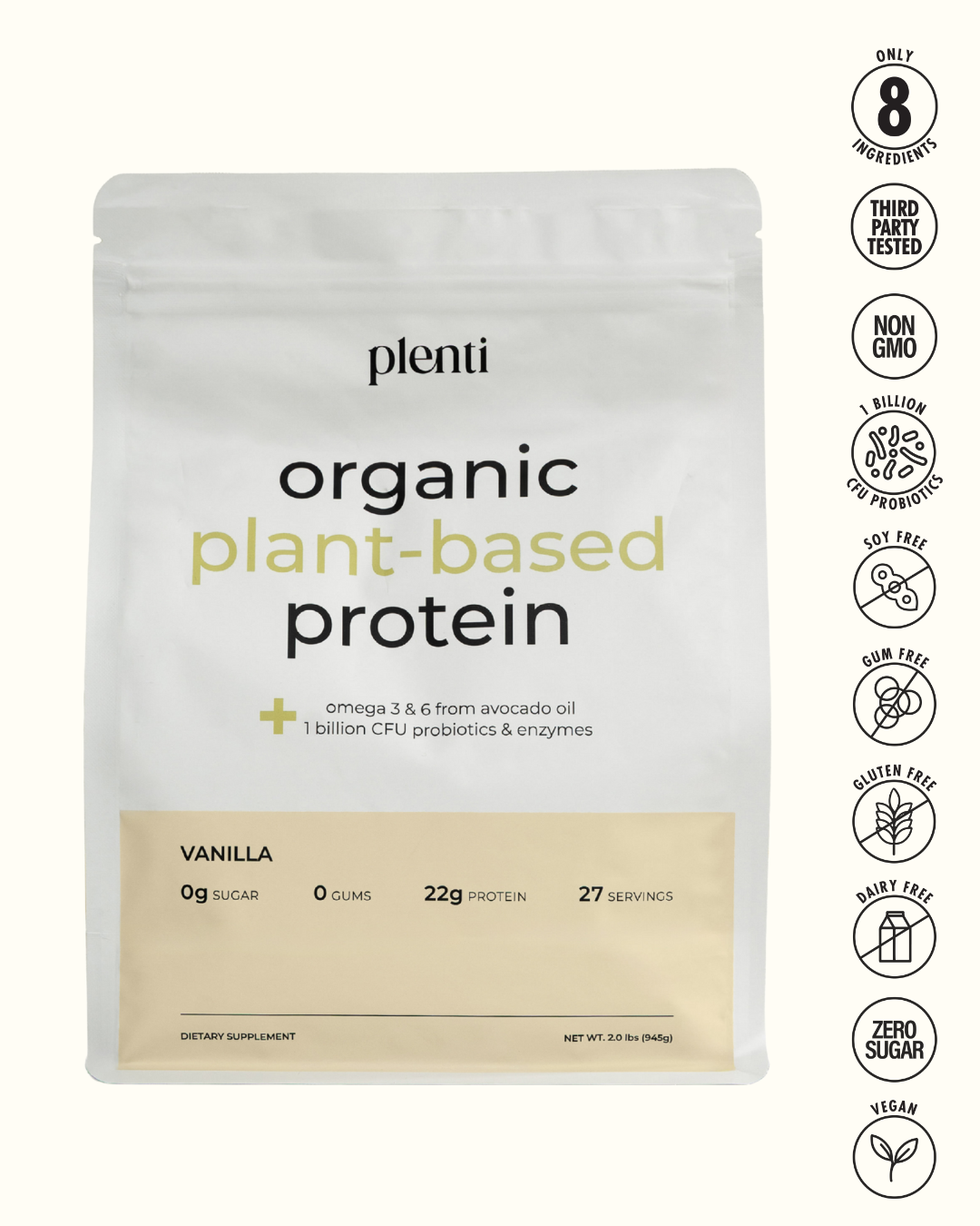 Proteína vegetal orgánica de vainilla