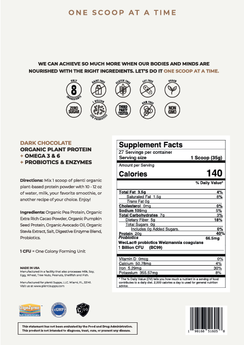 Organic plant-based protein | 2lbs (27 servings)