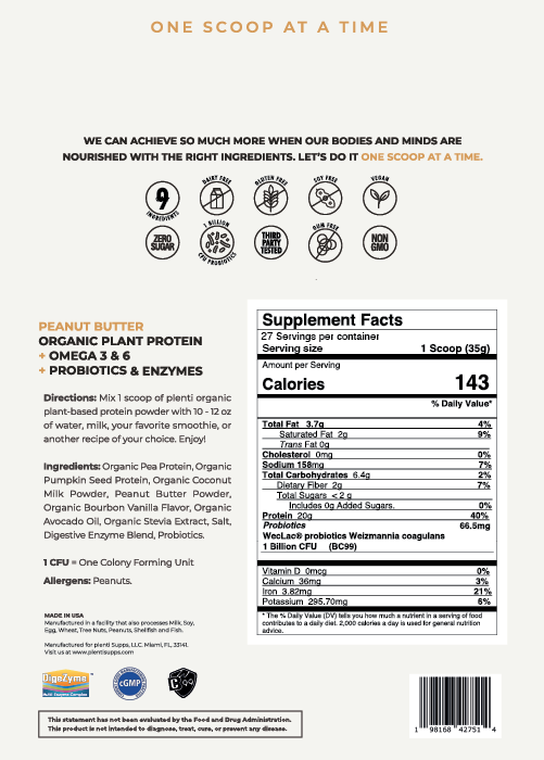 Organic plant-based protein | 2lbs (27 servings)